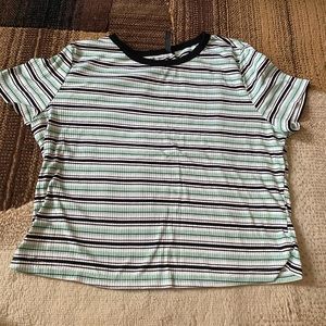 Plus size green striped shirt